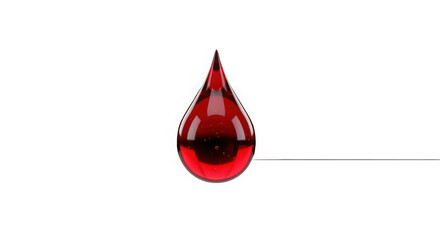 Ai generated image of a single red blood drop isolated on transparent background