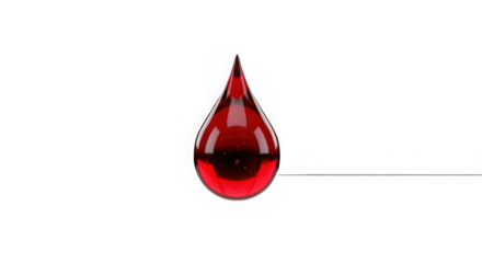 Ai generated image of a single red blood drop isolated on transparent background