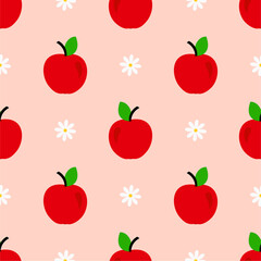 Cartoon red apple seamless pattern