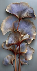 Ginkgo leaves,  muted colors,  arranged artfully