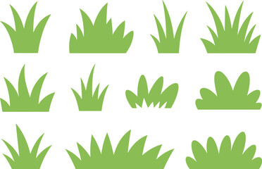 Fototapeta premium Simple Green Grass Clumps Collection nature lawn vector illustration 