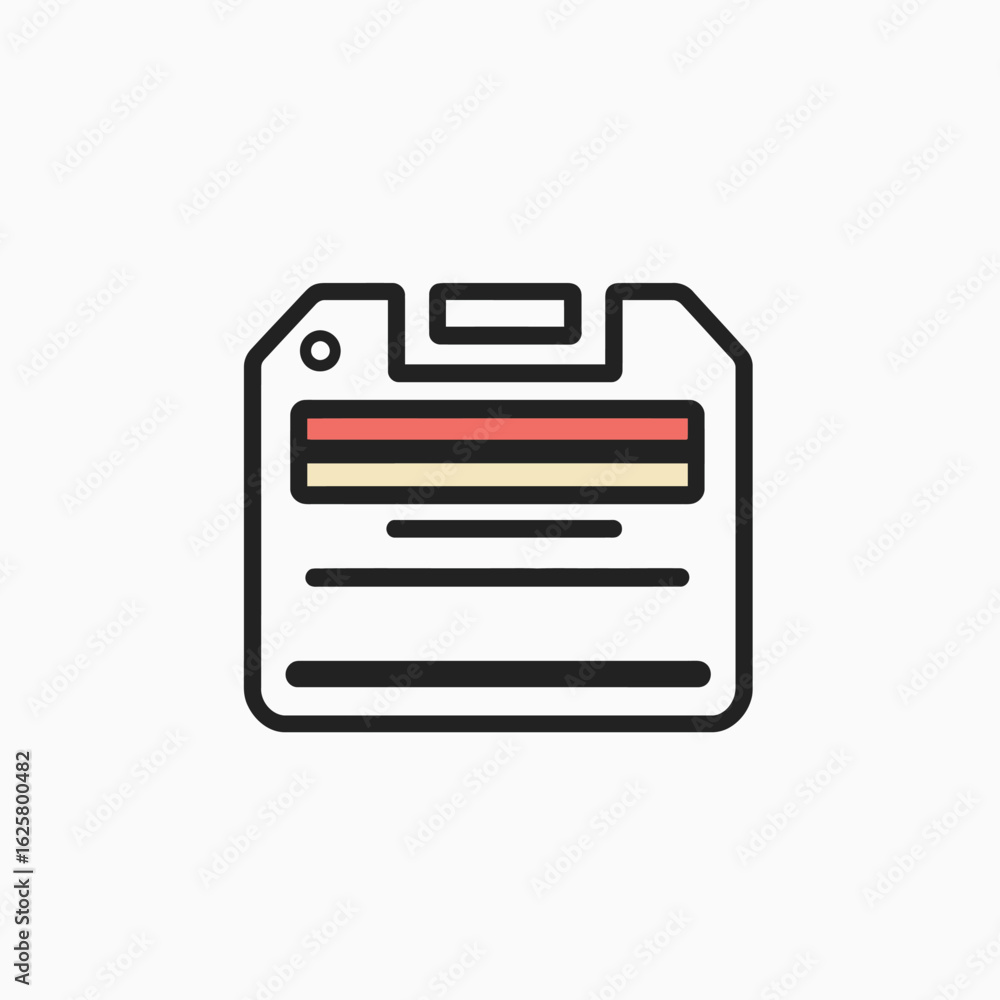 Poster minimal isolated tag icon with rounded edges and lined detail on white backdrop