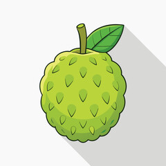 Green Custard Apple Fruit with Leaf and Shadow