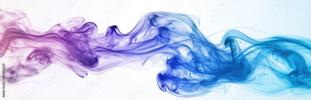 Poster vivid abstract smoke waves in colorful tones create a beautiful visual effect on a white background,
