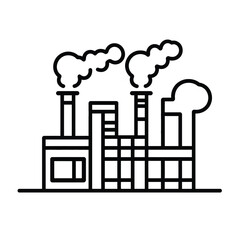 Obraz premium Monochrome Factory Outline Icon with Smoke Stacks on Transparent Background