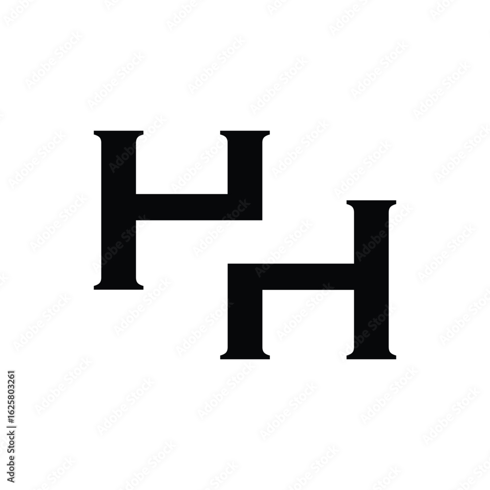 Poster the image shows a flat logo design of an initial hh in serif font in black color that looks clean an