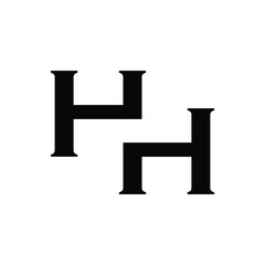 The image shows a flat logo design of an initial HH in serif font in black color that looks clean and bold on a white background