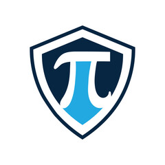 The image shows a logo design of a Pi symbol inside a shield. It looks clean and modern in flat style on a white background.