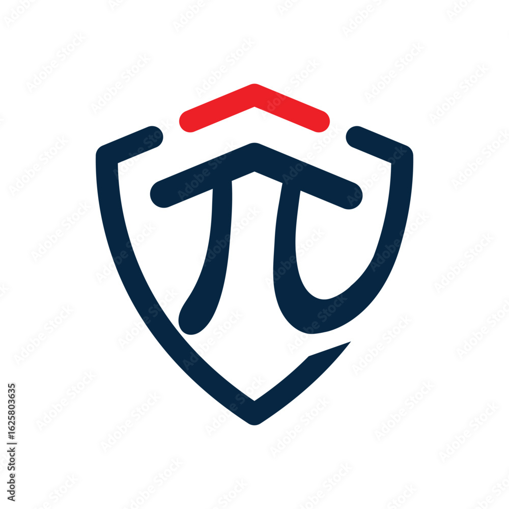Poster the image shows a logo design of a pi symbol inside a shield with an arrow accent at the top it look
