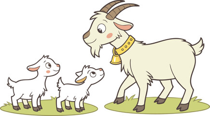 Goat vector design, Goat logo design, Goat and baby goat illustration vector design