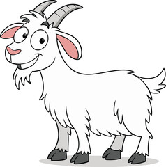 Cartoon Goat illustration vector design, Goat logo design, Goat vector design in white background