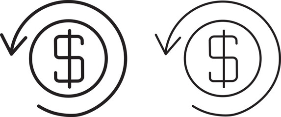 refund money icon thin flat outline style
