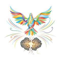 Black tribal tattoo design featuring an eagle with heraldic wings, a heart, and a feather illustration symbolizing love and freedom