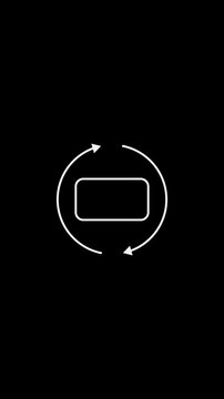 Device rotation symbol with text animation rotate your phone animation.  Rotate your phone this video is horizontal. Template opening social media video