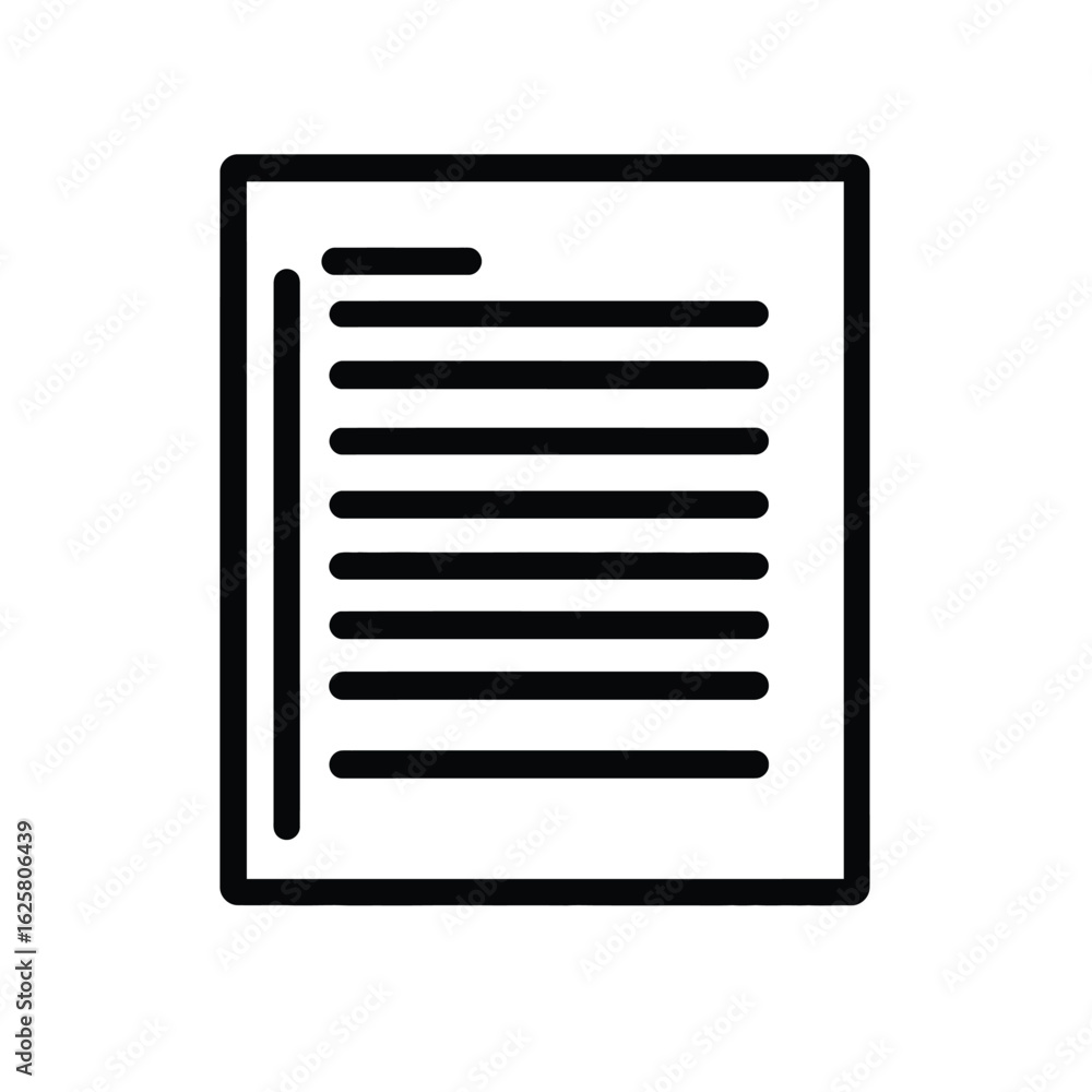 Poster simple black and white icon of a document with text lines