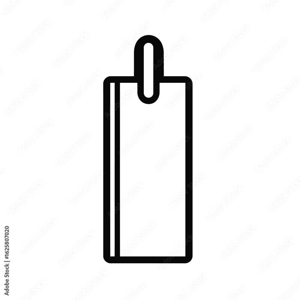 Poster simple black line icon of blank rectangular tag on a transparent background