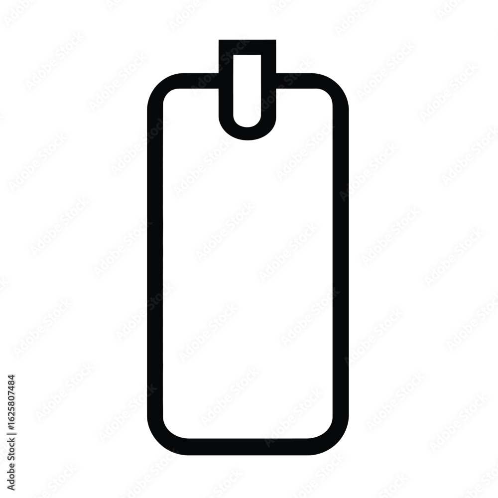 Poster simple black outline tag icon with rounded edges isolated on white background