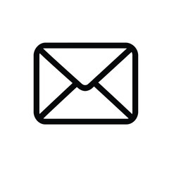 Simple Black Outline of Envelope Design Element with Transparent Background