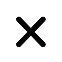 Simple Black X Symbol on White Background, Rounded Corners, Cross Icon