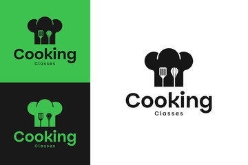 Spatula and whisk for cooking classes logo design vector illustration