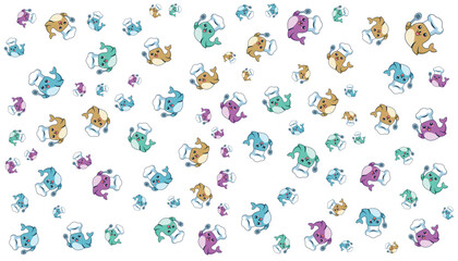 Chef Sea Lion Cartoon Pattern Vector