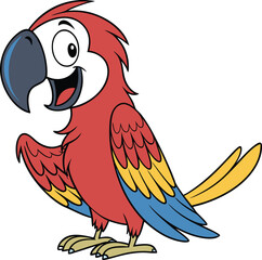 Parrot illustration vector design, Parrot logo and icon design, Cartoon Parrot illustration vector design