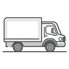 Simple Gray and White Box Truck Illustration with Bold Outlines, Clean Design