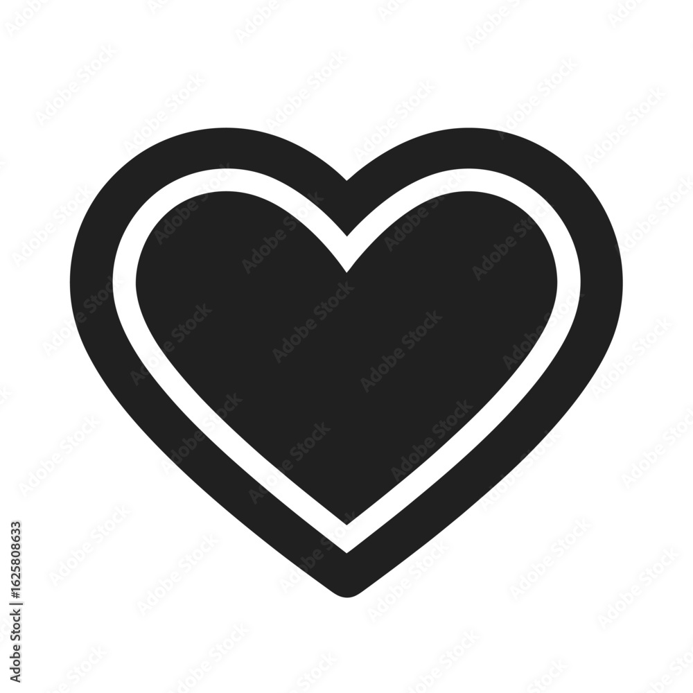 Poster simple heart shape with outline silhouette on transparent background design