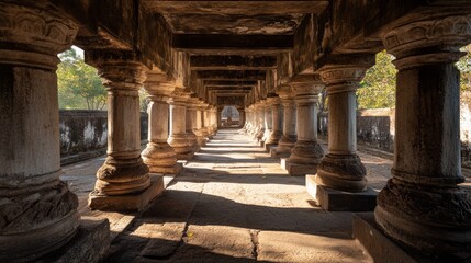 Fototapeta premium An old meeting hall is in Polonnaruwa, Sri Lanka. It's what's left of the kingdom's old capital city. 