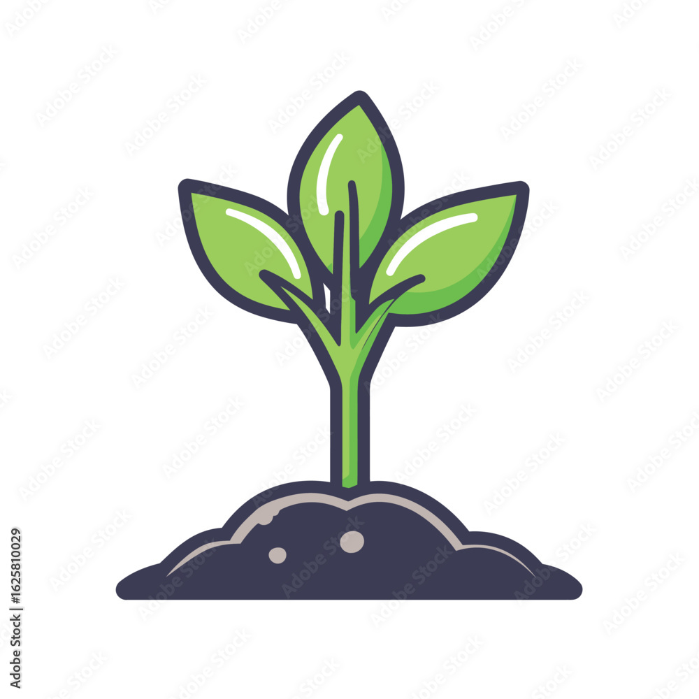 Aufkleber sprout in soil with green leaves and transparent background for design elements
