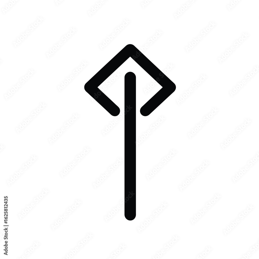 Poster upwards arrow symbol black outline of simple directional pointer design on white