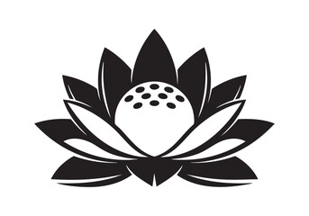 Black and White Lotus Flower Illustration for Print and Digital Media Design and Graphic Resource