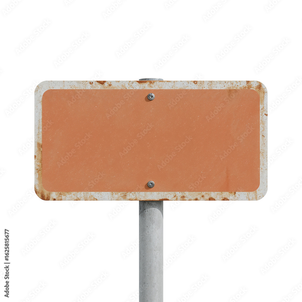 Poster aged sign panel with rust accents isolated on transparent rendering offering design flexibility