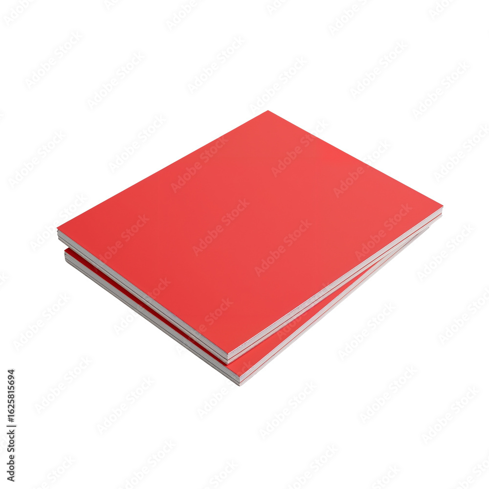 Aufkleber stack of vibrant red papers on neutral field with isolated transparency