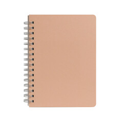 Elegant minimalist spiral notebook with a peach cover isolated on a transparent plane for