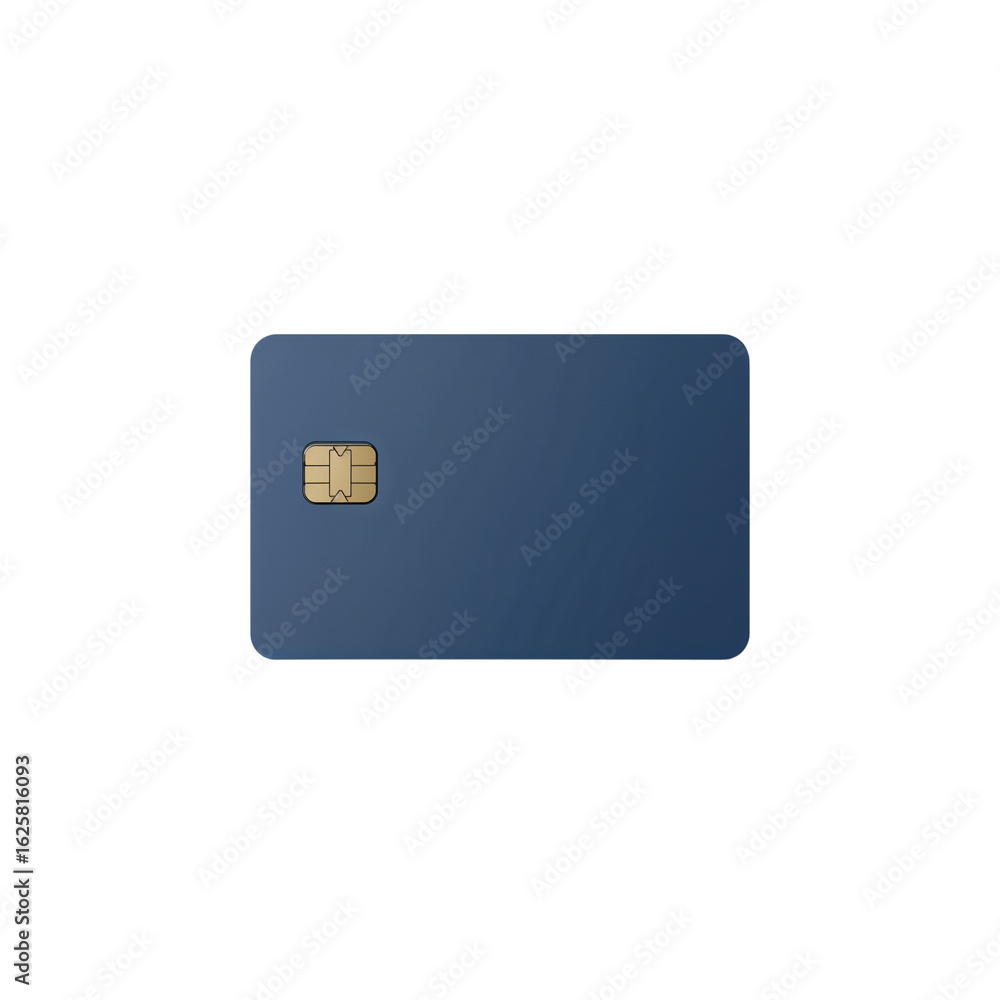 Poster isolated view of a blue debit card with emv chip, ready for secure financial transactions
