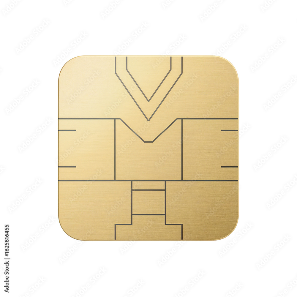 Poster golden microchip representation symbolizing modern connectivity and data storage solutions with