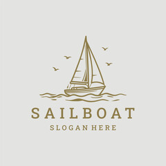 Sailboat logo vector icon illustration style