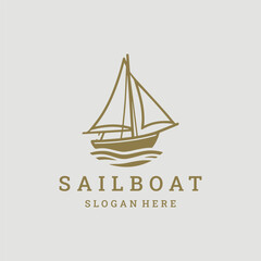 Sailboat logo vector icon illustration style