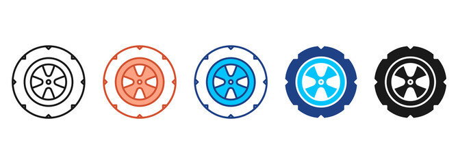 Tire Icon Set Multiple Style Collection