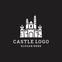 Castle logo vector icon illustration style