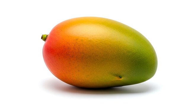 Whole and Sliced Mango with Skin &ndash; Organic Sweet Fruit on White Studio Background