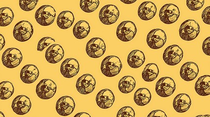 3. Pattern featuring sketched sports balls including volleyball, soccer, and baseball with a seamless tiled arrangement