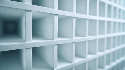 Air filter technology and innovation concept, Textured grid pattern in a cool-toned environment.