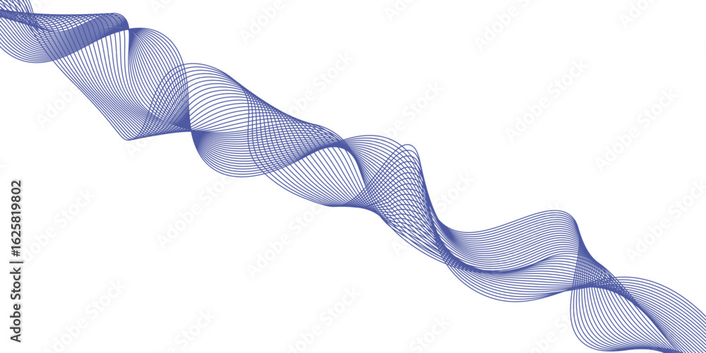 Poster abstract vector blue color line wave graphics on white background. digital frequency track equalizer