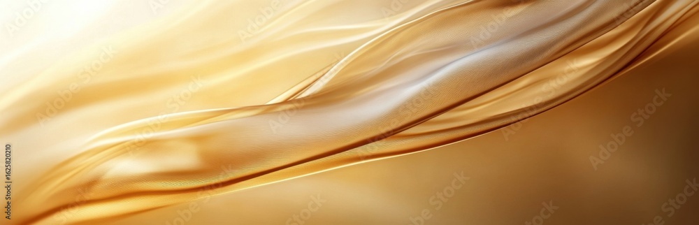 Poster a soft and elegant golden fabric flows gently, creating a smooth texture and beautiful light pattern