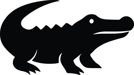 Silhouette alligator standing profile view black vector illustrator
