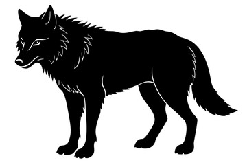 Obraz premium Standing canine predator wolf animal mammal forest wildlife black silhouette vector illustration