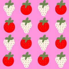 seamless pattern with strawberries. Kawaii design. 