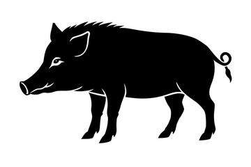 Fototapeta premium Standing wild boar animal swine mammal hog pig silhouette vector illustration